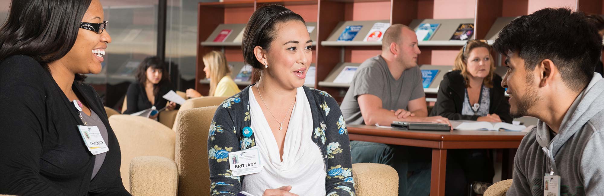 students in the library